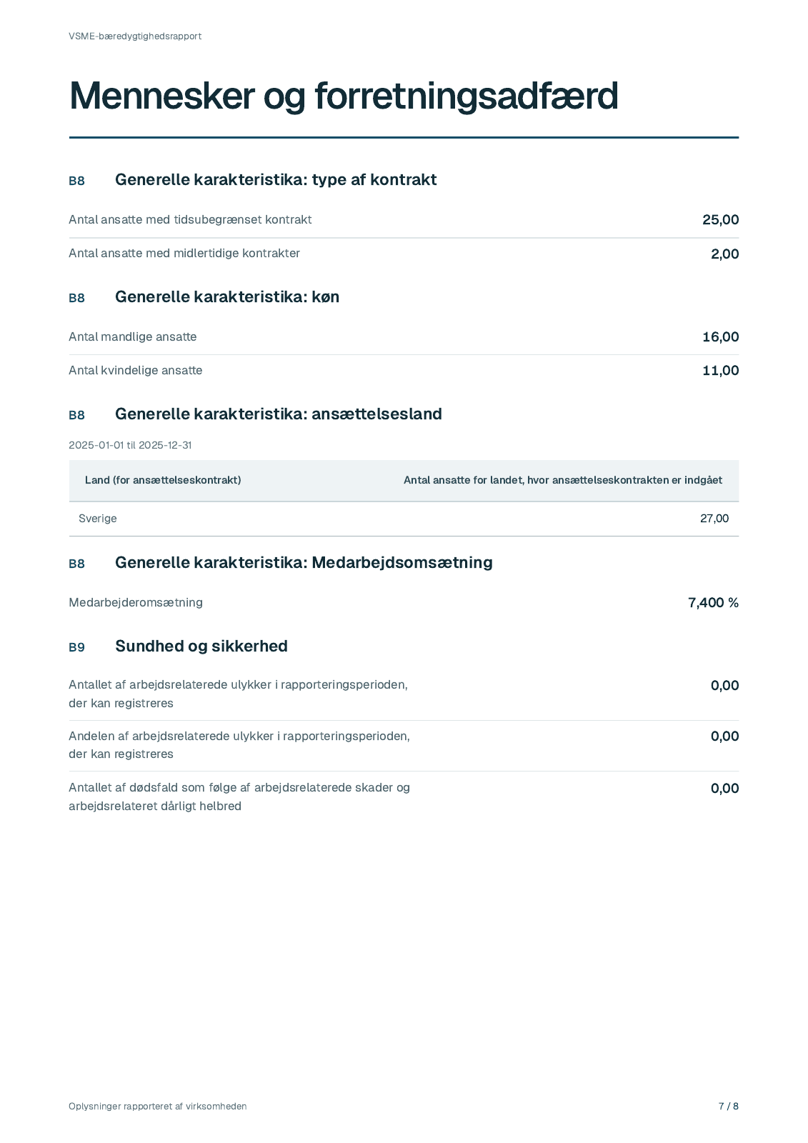 Side 7 fra Lindekulla Teknik ABs fiktive rapport for 2025